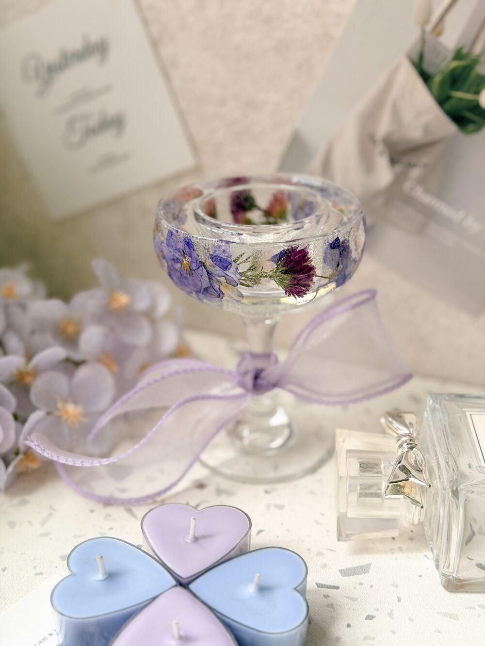 浪漫花朵燭台組合